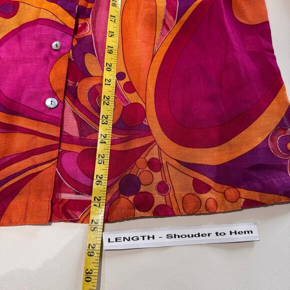 Choices Women Fuschia Magenta Blouse Button Up Artsy Summer Resortwear size 1X - Picture 5 of 9